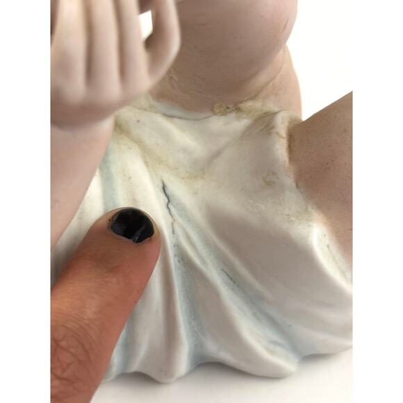 Antique German Bisque Piano Baby on Back Germany 7.5" Long - Picture 15 of 16